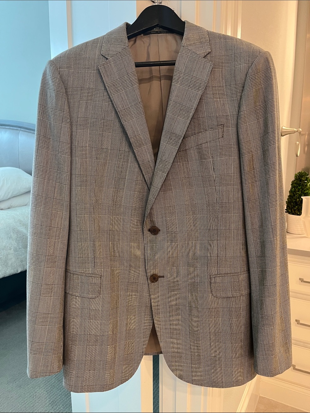 Men's Armani Gray Glen Plaid Blazer Classic Tailored Jacket